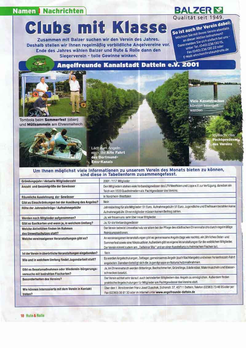 Zeitungsausschnitt: Club mit Klasse